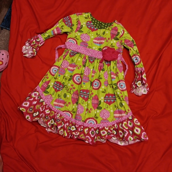 Jelly The Pug-sz 5 5-Dress-Christmas-Holiday-Christmas Tree Balls-Full Skirt - Picture 1 of 4